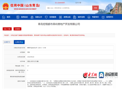 青岛宏程都市果岭房地产开发有限公司被通报!涉嫌合同违法问题